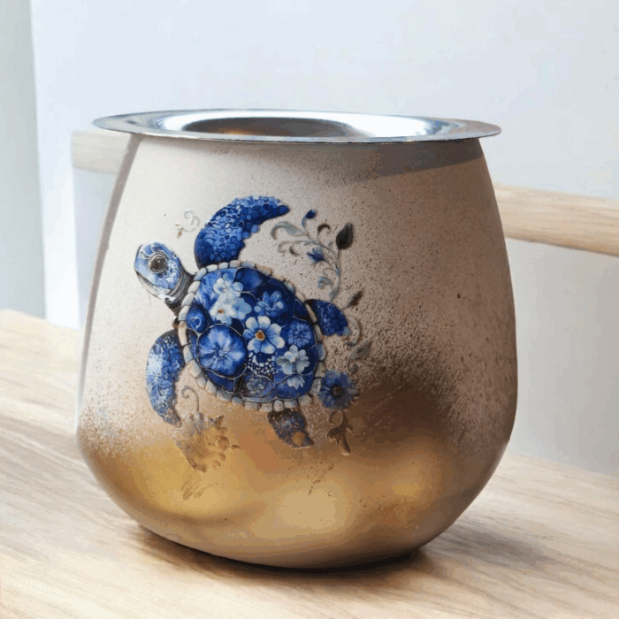 Brûle-parfum tortue bleue